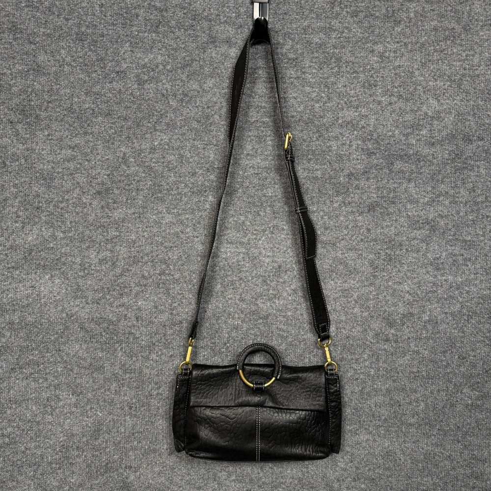 Vince Camuto Crossbody Bag Black Bubble Leather Livee Adjustable Shoulder Strap
